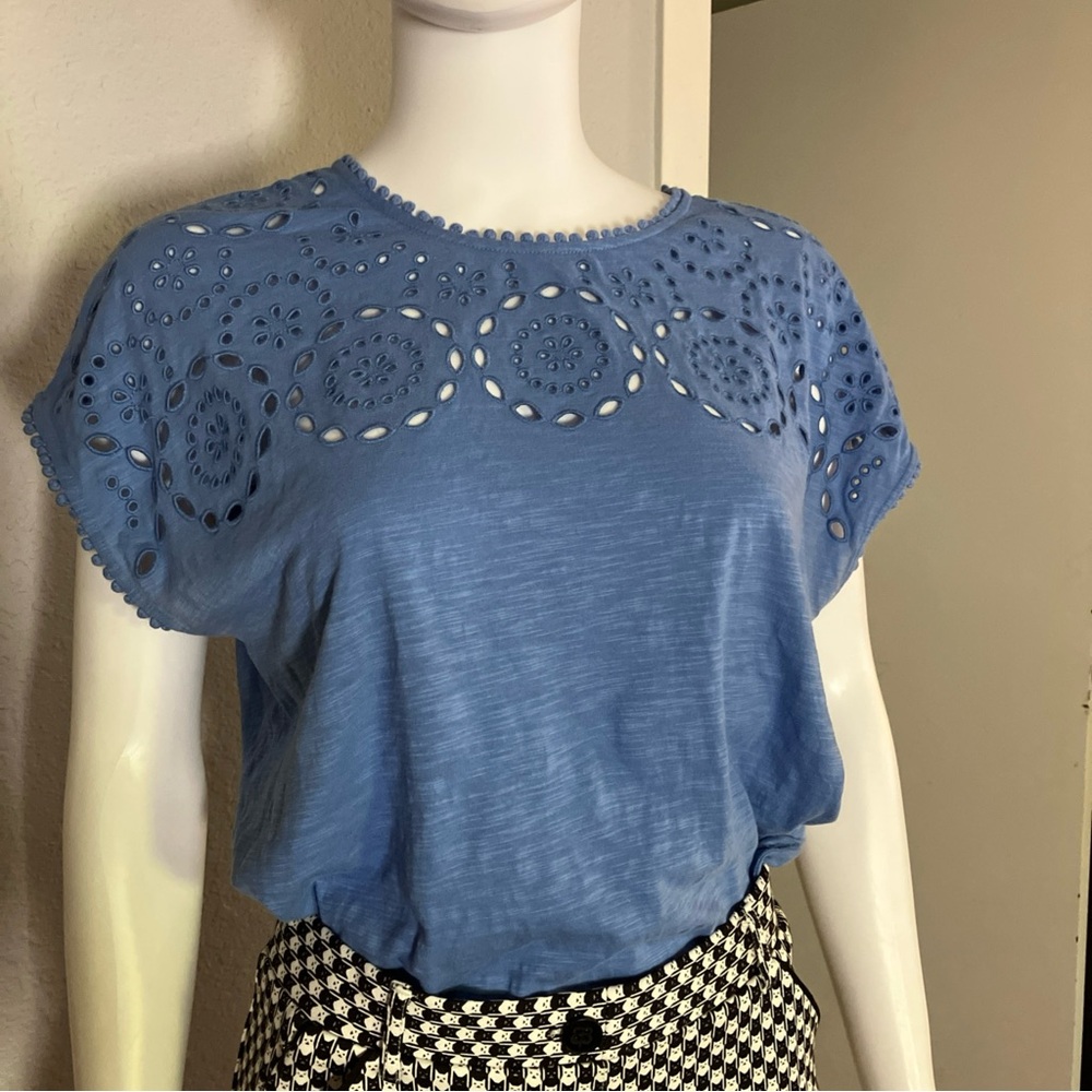 Boden Sky Blue Eyelet Blouse